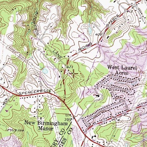 Topographic Map of Riding Stable Estates, MD