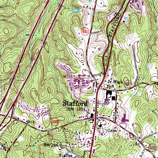 Topographic Map of Stafford Oaks, VA