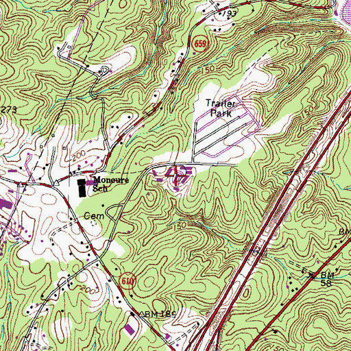 Topographic Map of Staffordborough, VA