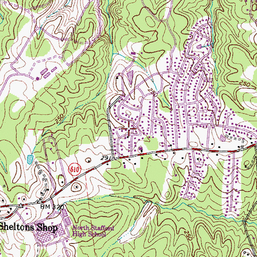 Topographic Map of Subdivision Estates, VA