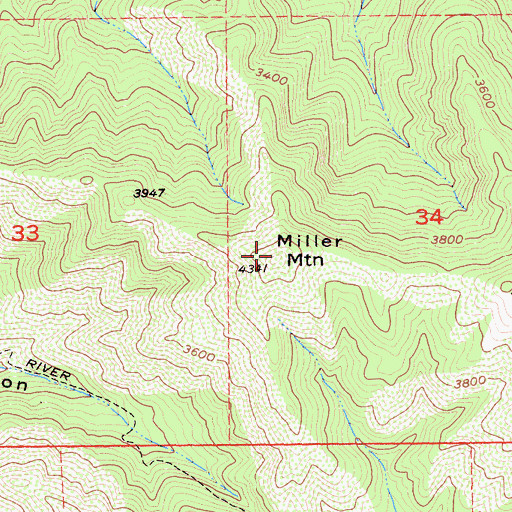 Topographic Map of Miller Mountain, CA