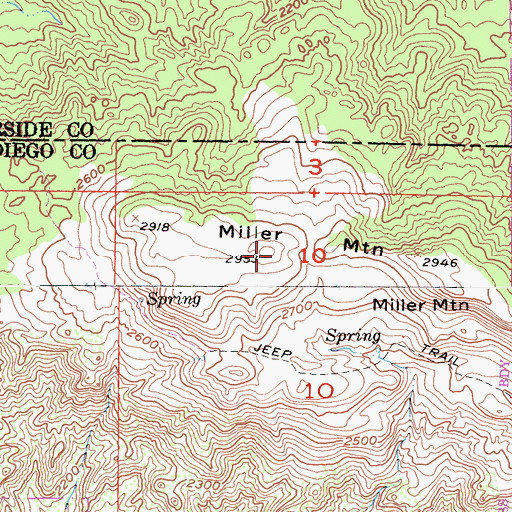 Topographic Map of Miller Mountain, CA