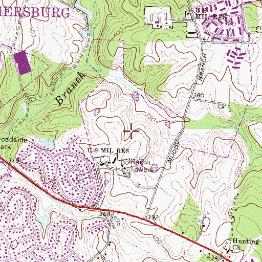 Topographic Map of Washingtonian Woods, MD