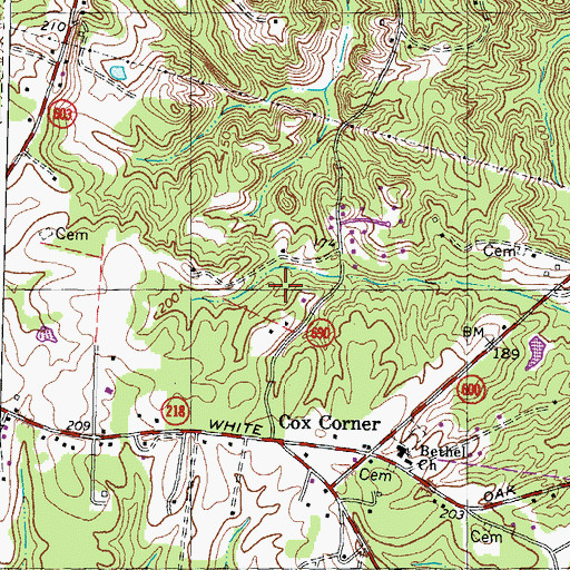 Topographic Map of Whitaker, VA