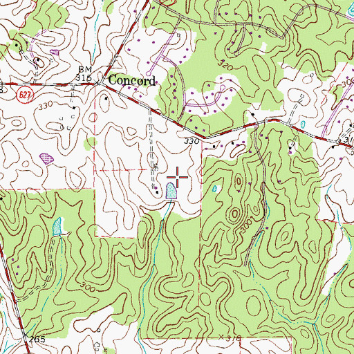Topographic Map of Willowmere, VA