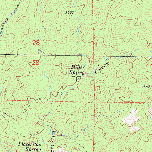 Topographic Map of Miller Spring, CA