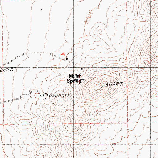 Topographic Map of Miller Spring, CA