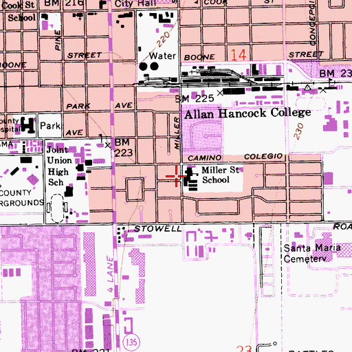 Topographic Map of Miller Elementary School, CA