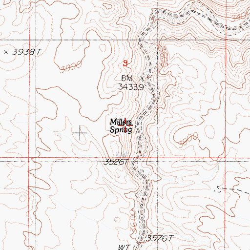 Topographic Map of Millers Spring, CA