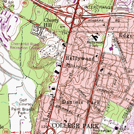 Topographic Map of North College Park Post Office, MD
