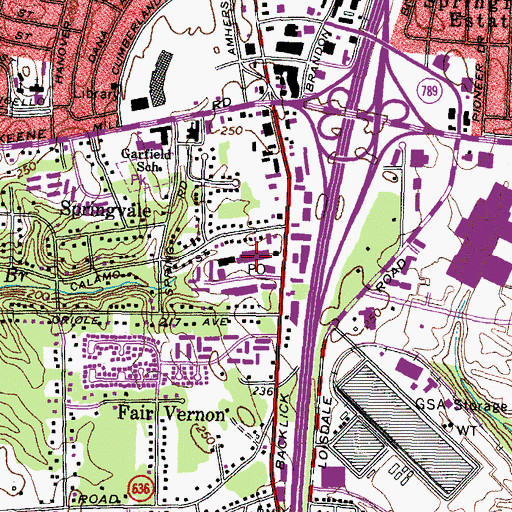 Topographic Map of Springfield Post Office, VA
