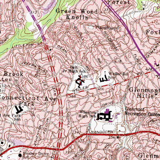 Topographic Map of A Mario Loiederman Middle School, MD