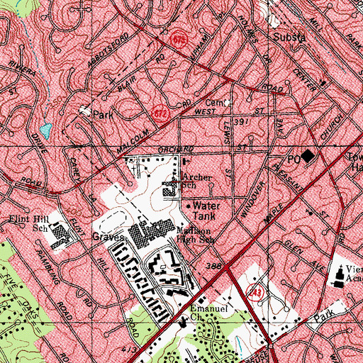 Topographic Map of Archer Elementary School, VA