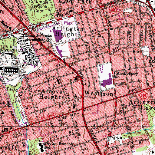 Topographic Map of Arlington United Methodist Church Preschool, VA