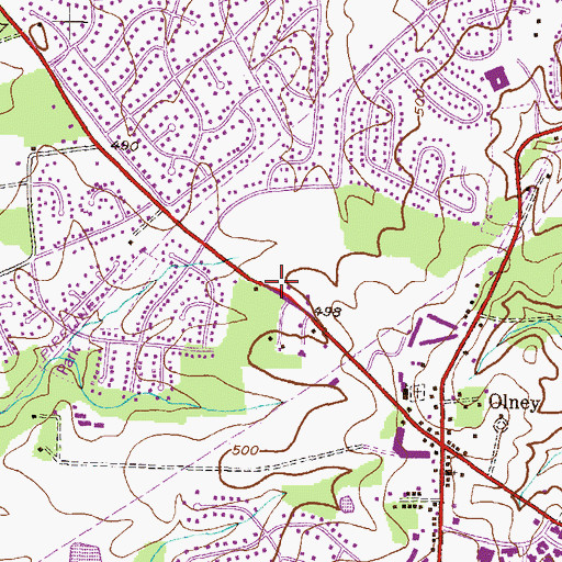 Topographic Map of Bnai Shalom of Olney Nursery School, MD