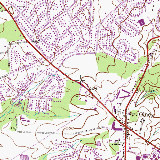 Topographic Map of Bnai Shalom of Olney Nursery School, MD