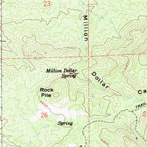 Topographic Map of Million Dollar Spring, CA