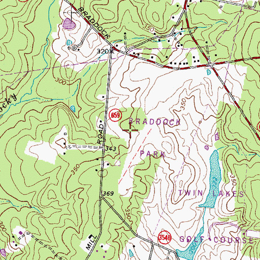 Topographic Map of Centreville High School, VA