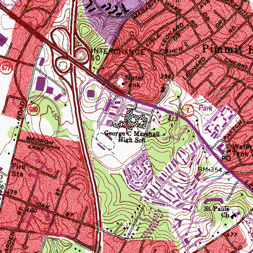 Topographic Map of Davis Vocational Center, VA