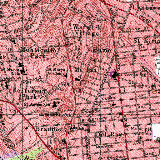Topographic Map of Del Ray Baptist Child Care Center, VA