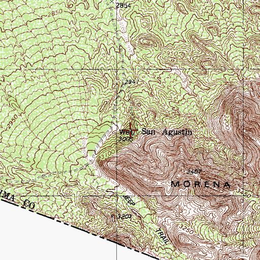 Topographic Map of San Agustin, AZ