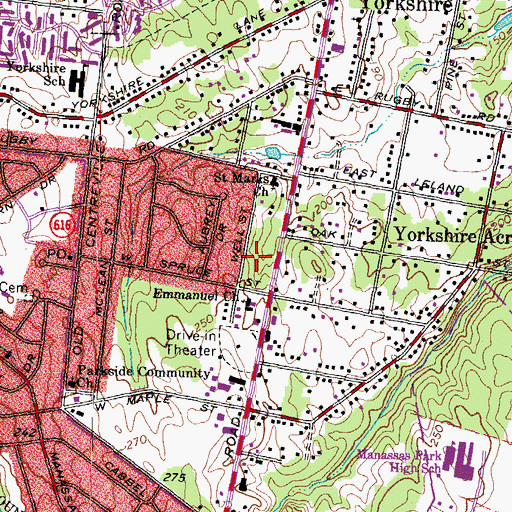 Topographic Map of Emmanuel Christian School, VA