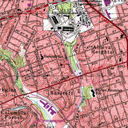 Topographic Map of Our Savior Lutheran School, VA