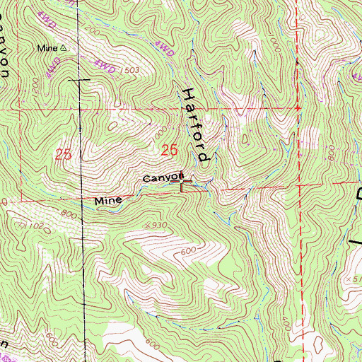 Topographic Map of Mine Canyon, CA