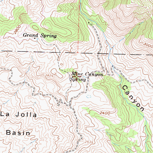 Topographic Map of Mine Canyon Spring, CA