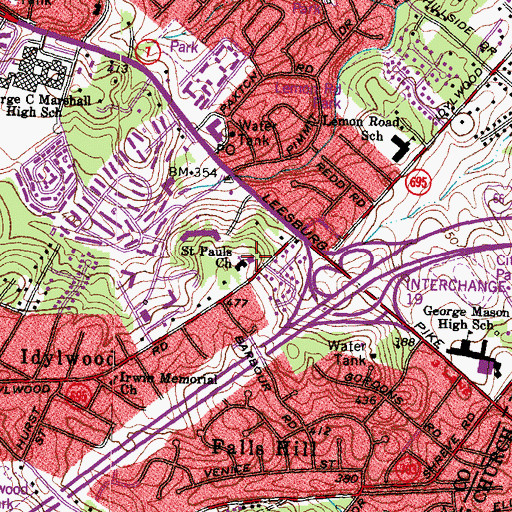 Topographic Map of Saint Pauls Lutheran Preschool, VA