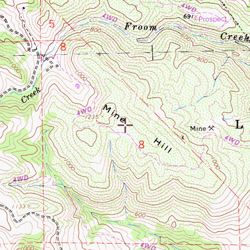 Topographic Map of Mine Hill, CA