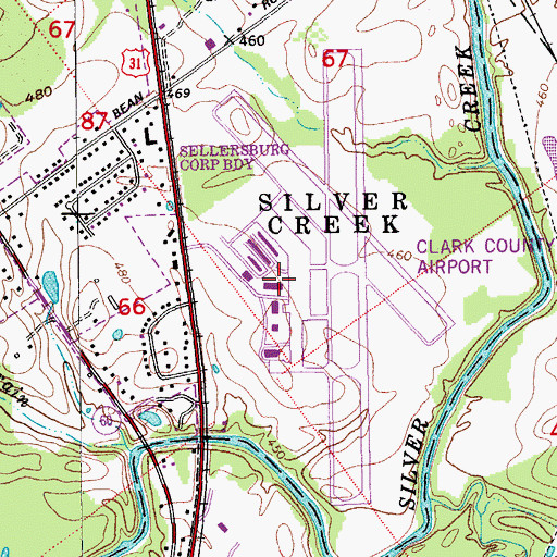 Topographic Map of Clark Regional Airport, IN