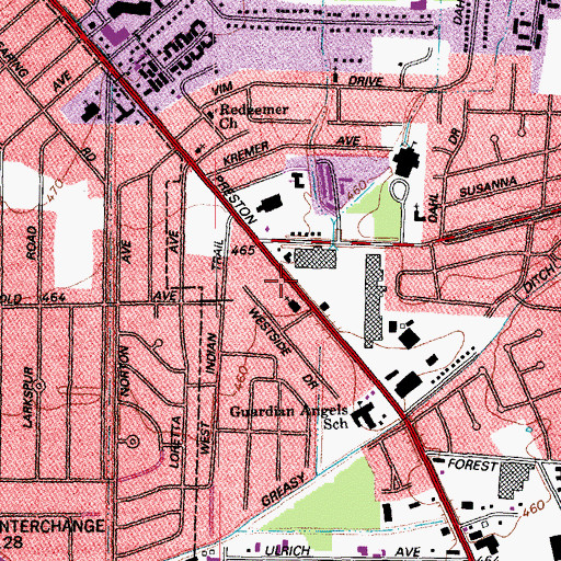 Topographic Map of Bethlehem Baptist Church Recreation Building, KY
