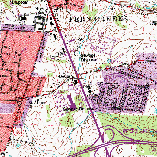 Topographic Map of Beulah Presbyterian Church Activities Building, KY