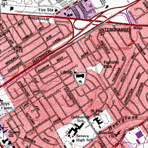 Topographic Map of Bon Air Regional Branch Library Louisville Free Public Library, KY
