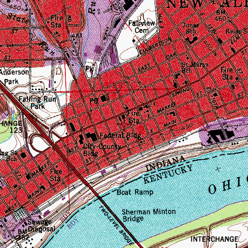 Topographic Map of Carnegie Center for Art and History, IN