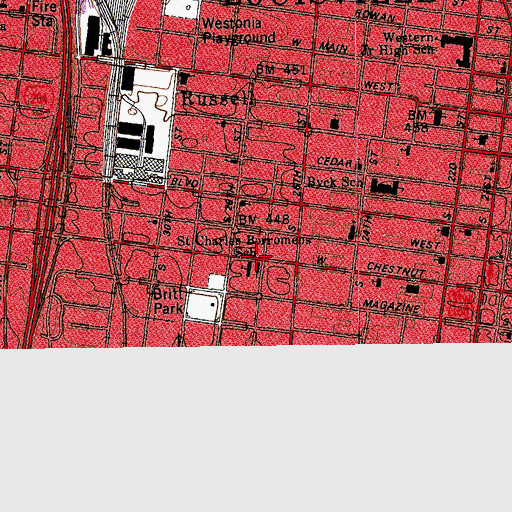 Topographic Map of Deeper Life Ministries House of David Help Center, KY