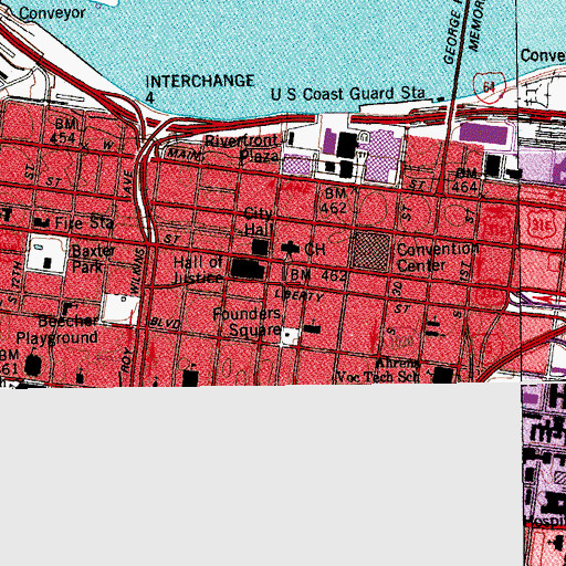 Topographic Map of Jefferson County Law Library, KY