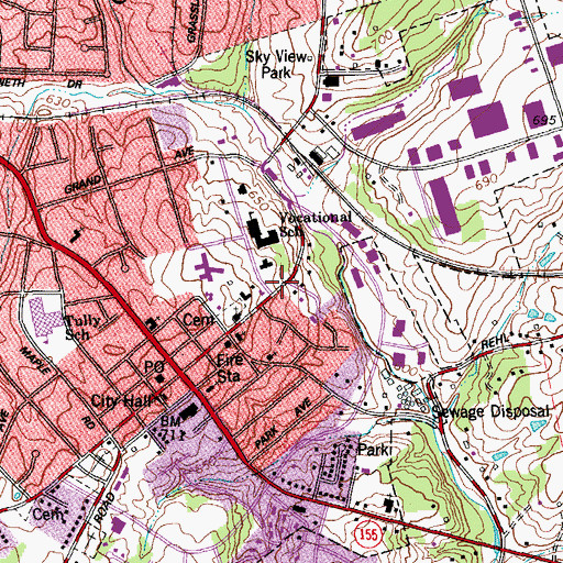 Topographic Map of Jeffersontown Public Library, KY
