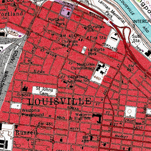 Topographic Map of Louisville Fire Department-Engine 6, KY
