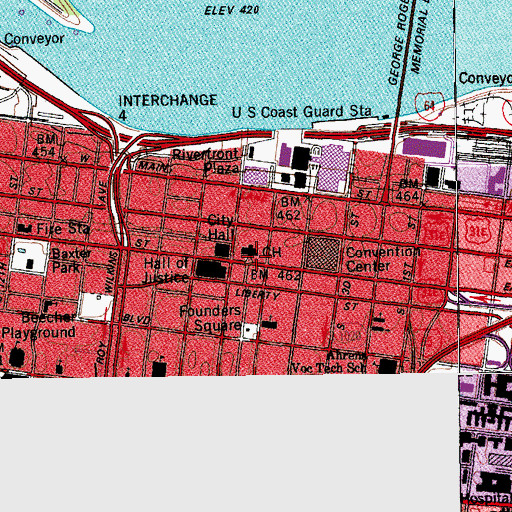 Topographic Map of Louisville Free Public Library, KY