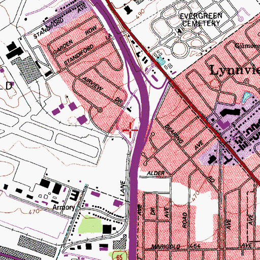 Topographic Map of Louisville Fire Department Engine 1, KY