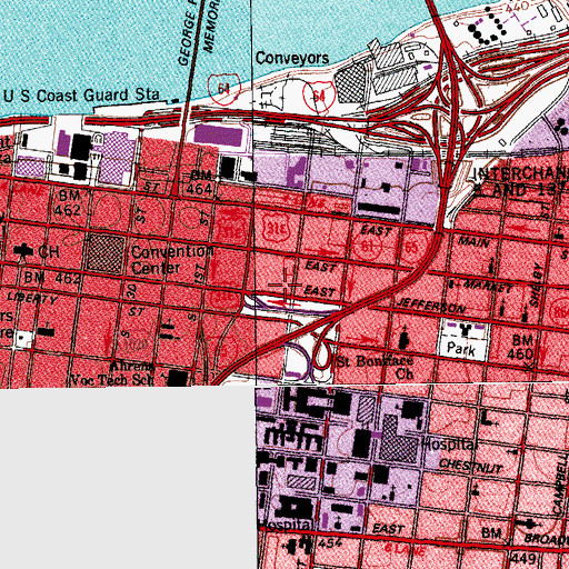 Topographic Map of Louisville Fire Department Haz - Mat 5 and Truck 2, KY