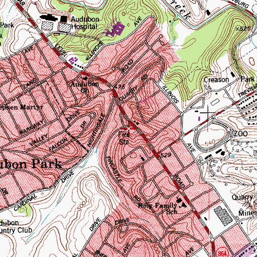 Topographic Map of Louisville Fire Department Quint 9, KY