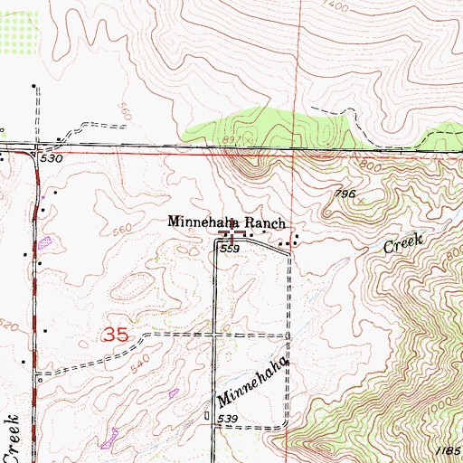 Topographic Map of Minnehaha Ranch, CA