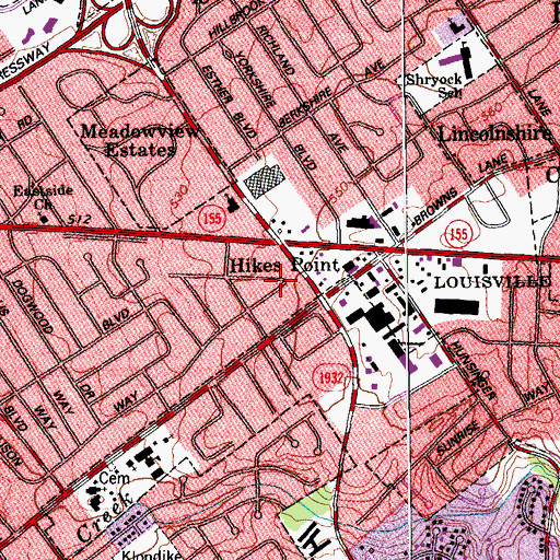 Topographic Map of Meredith-Dunn Library, KY