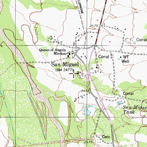 Topographic Map of San Miguel, AZ