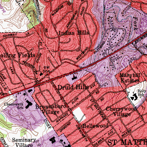 Topographic Map of Broadway Baptist Church, KY