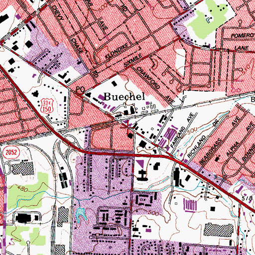 Topographic Map of Buechel Presbyterian Church, KY