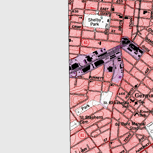 Topographic Map of Burnett Avenue Baptist Church, KY